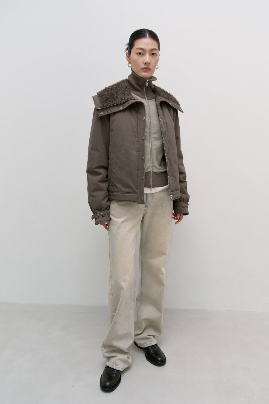 Insilence - Spread Fur Collar Jumper (Brown) product image 5 | TRAB K-Fashion Australia