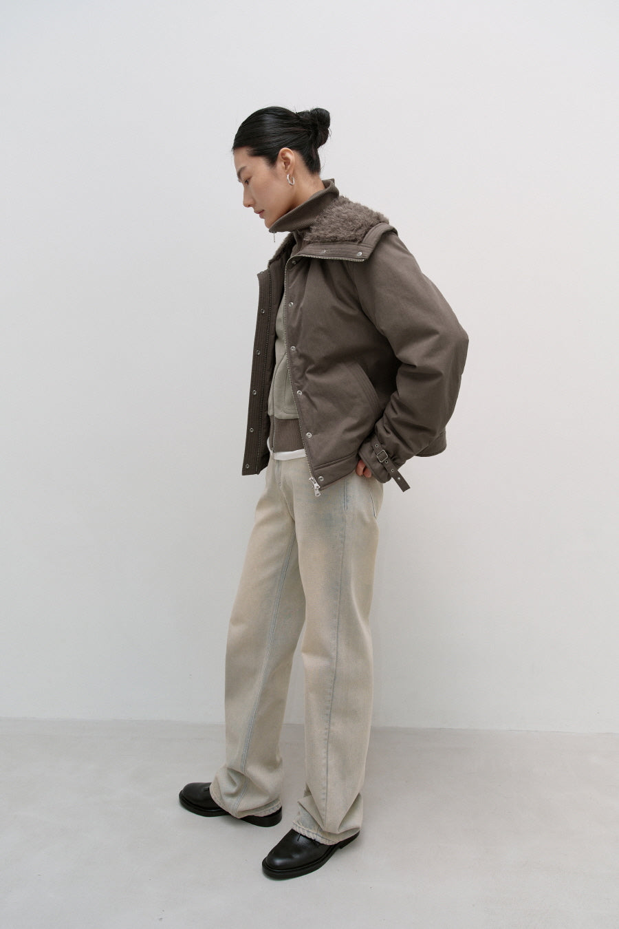 Insilence - Spread Fur Collar Jumper (Brown) product image 6 | TRAB K-Fashion Australia