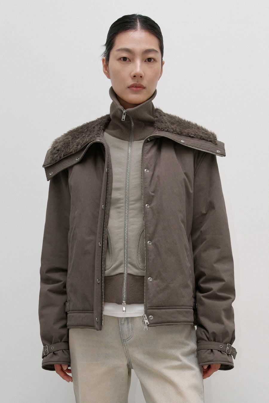 Insilence - Spread Fur Collar Jumper (Brown) product image 7 | TRAB K-Fashion Australia