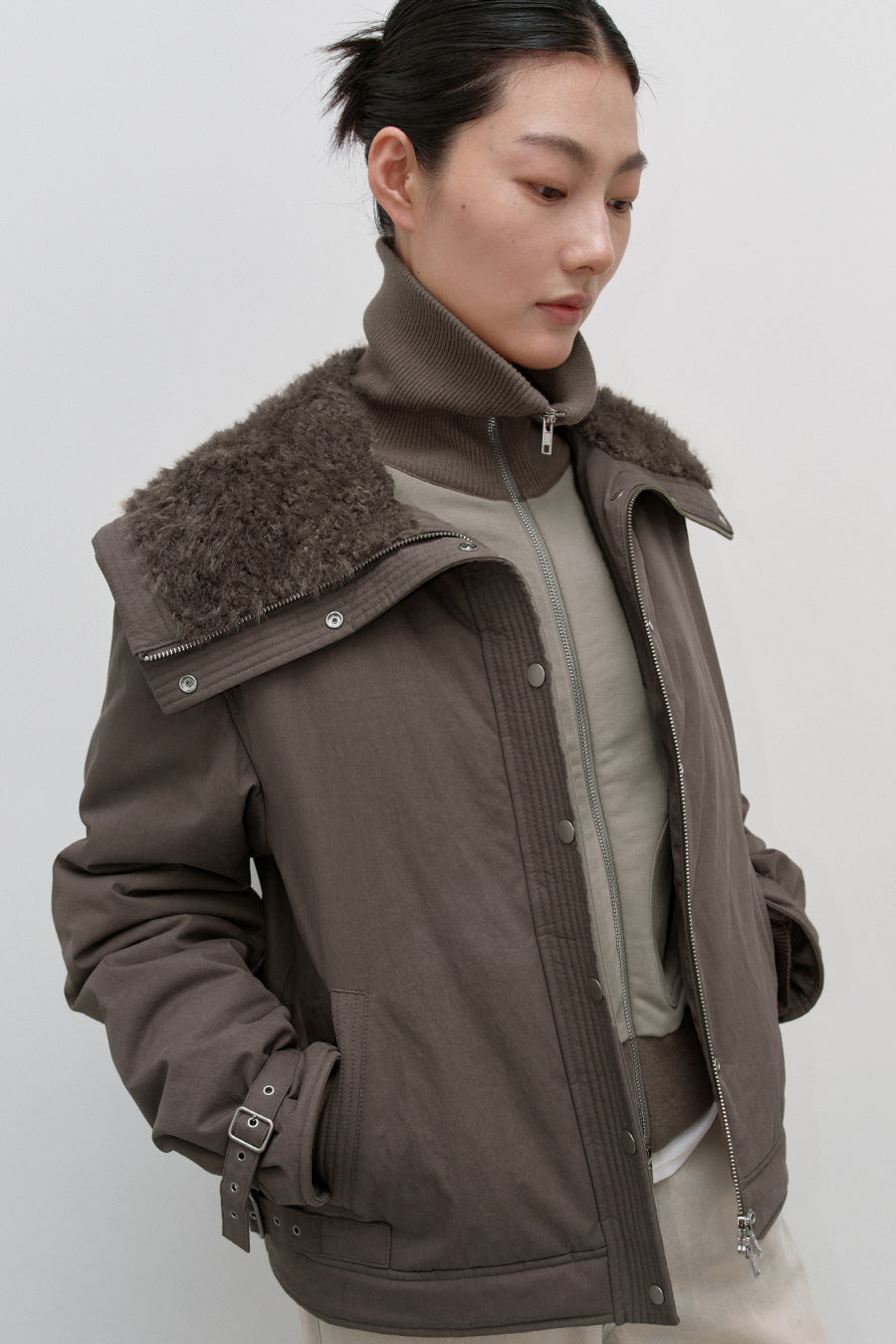 Insilence - Spread Fur Collar Jumper (Brown) product image 8 | TRAB K-Fashion Australia