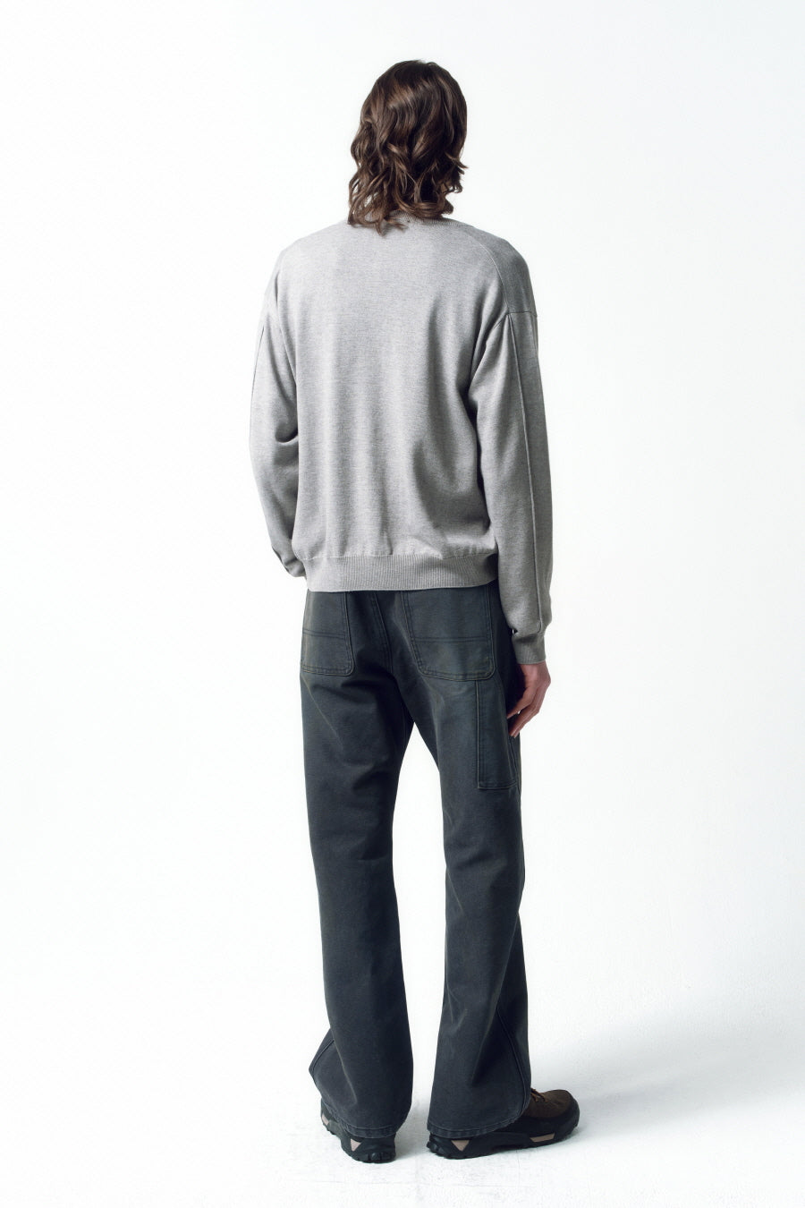 Insilence - Wool Blend Round Neck Cardigan (Melange Grey) product image 4 | TRAB K-Fashion Australia