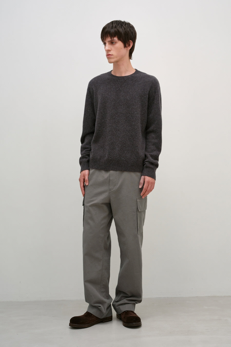 Insilence - Gusset Wool Crew Neck Pullover (Nep Brown) product image 5 | TRAB K-Fashion Australia