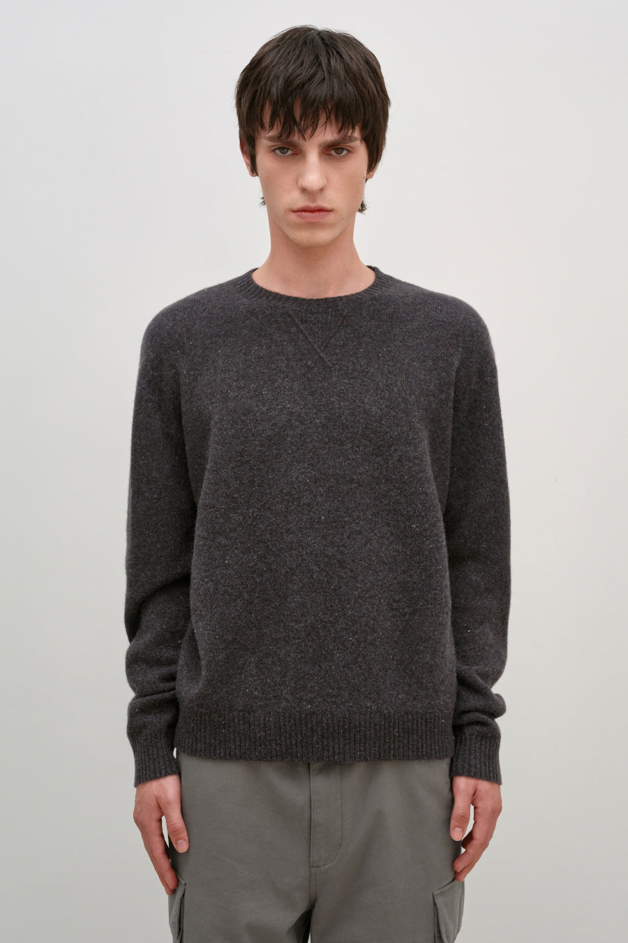 Insilence - Gusset Wool Crew Neck Pullover (Nep Brown) product image 1 | TRAB K-Fashion Australia