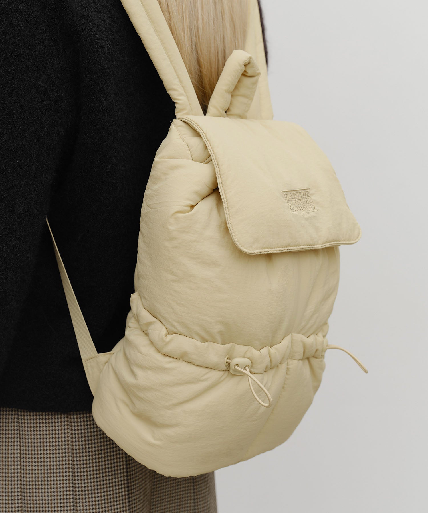 Marithe & Francois Girbaud - Classic Logo Padding Backpack (Beige) product image 11 | TRAB K-Fashion Australia