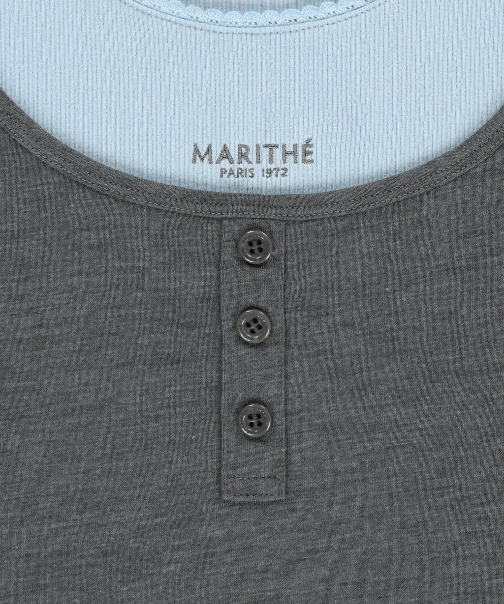 Marithe & Francois Girbaud - [Pre-order – Ships 7 Jul] Layered Sleeveless (Heather Charcoal) product image 14 | TRAB K-Fashion Australia