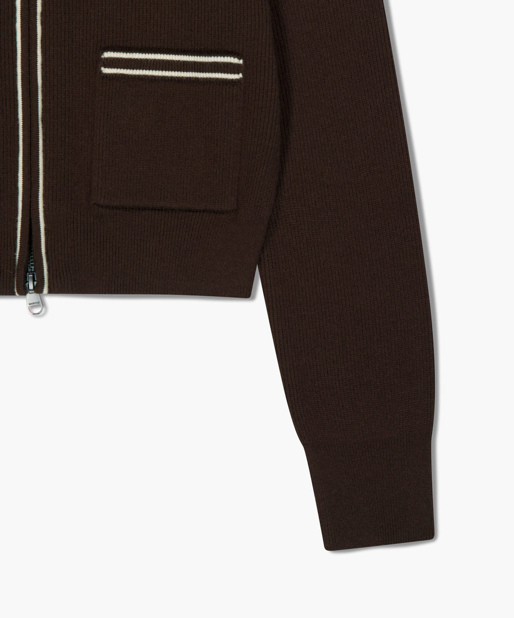 Marithe & Francois Girbaud - Big Collar Zip-up Cardigan (Brown) product image 11 | TRAB K-Fashion Australia