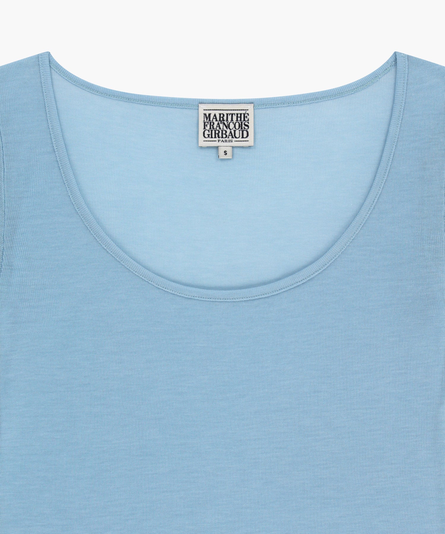 Marithe & Francois Girbaud - Small Classic Logo Sleeveless Layered Slim Crop Tee (Sky Blue) product image 11 | TRAB K-Fashion Australia