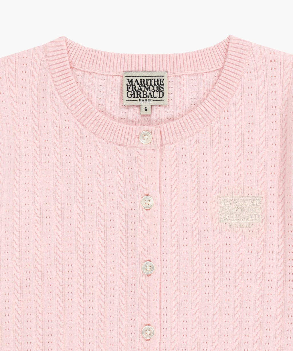 Marithe & Francois Girbaud - Small Classic Logo Half Knit Cardigan Set Up (Light Pink) product image 11 | TRAB K-Fashion Australia