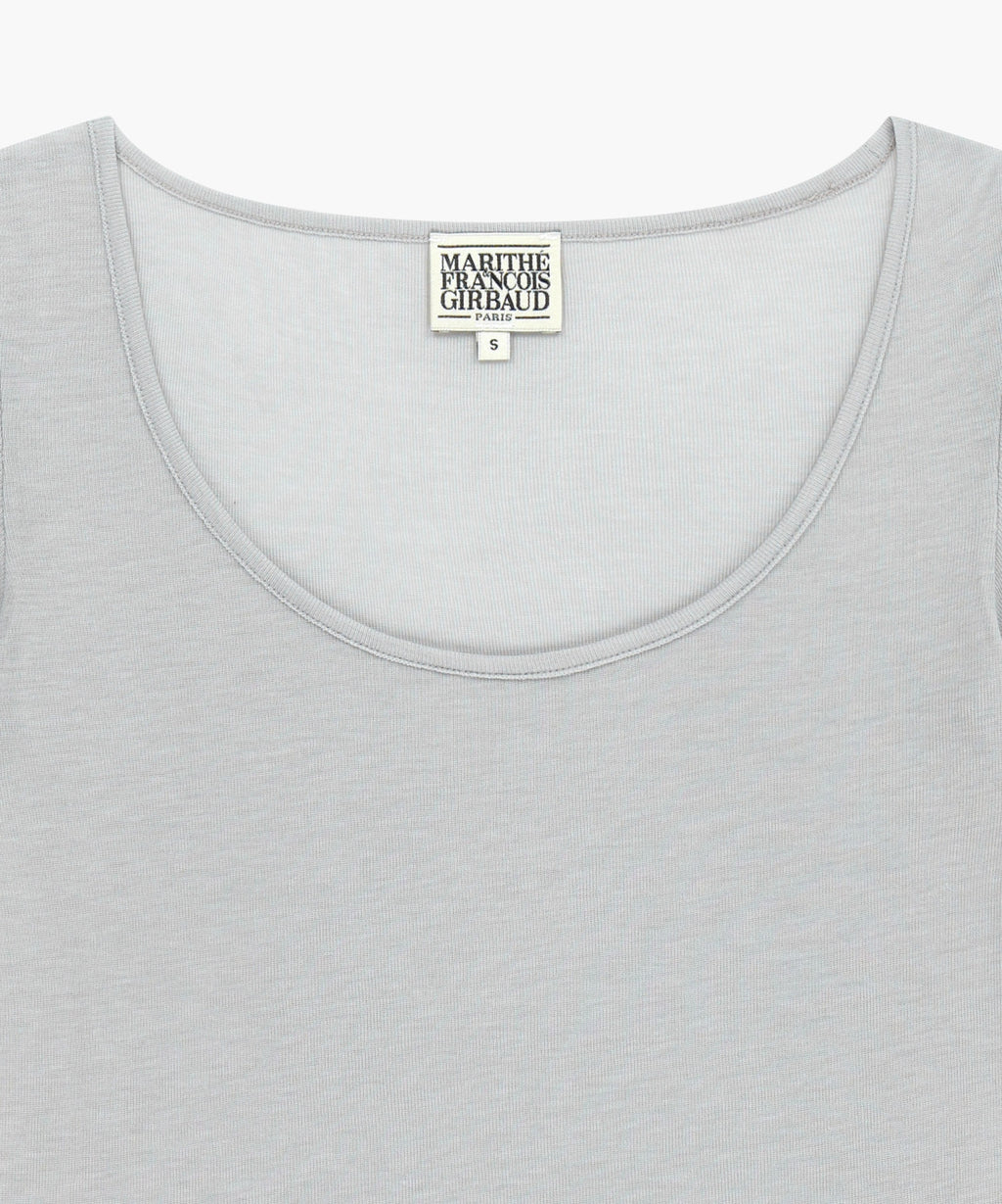 Marithe & Francois Girbaud - Small Classic Logo Sleeveless Layered Slim Crop Tee (Light Gray) product image 11 | TRAB K-Fashion Australia