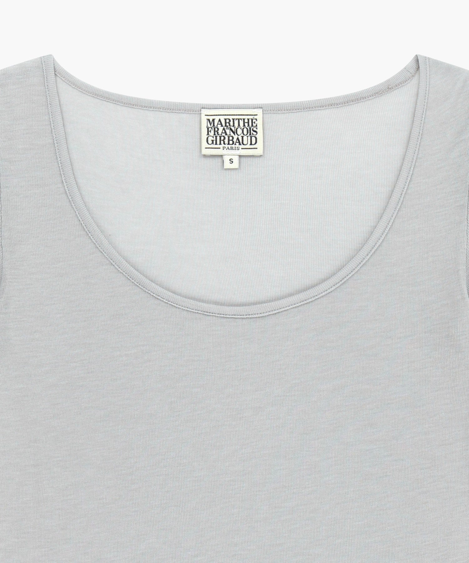 Marithe & Francois Girbaud - Small Classic Logo Sleeveless Layered Slim Crop Tee (Light Gray) product image 11 | TRAB K-Fashion Australia