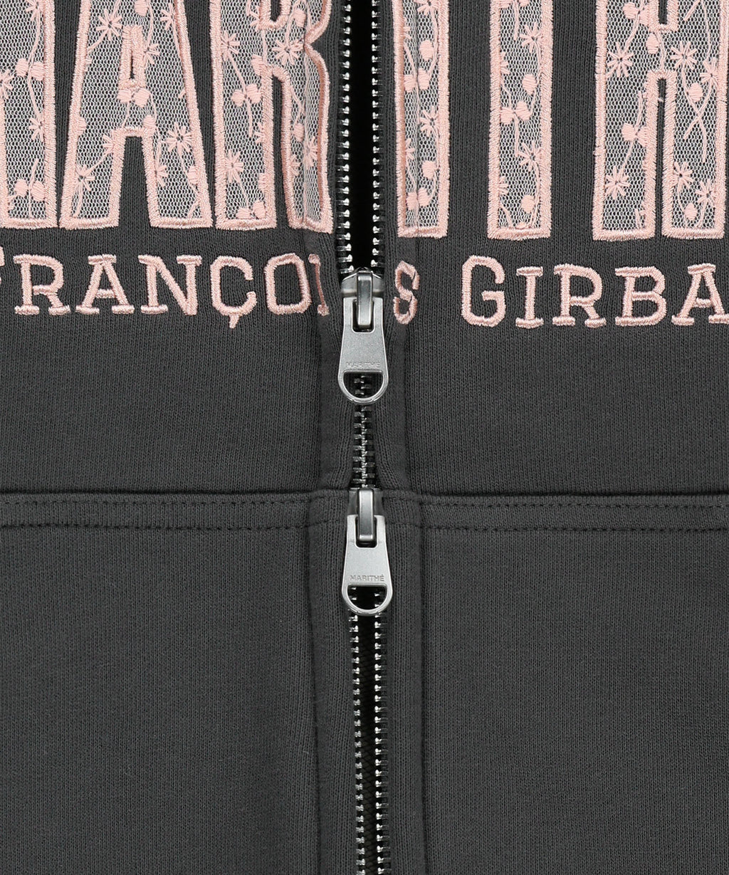 Marithe & Francois Girbaud - Lace Applique Crop Hoodie Zipup (Charcoal) product image 11 | TRAB K-Fashion Australia