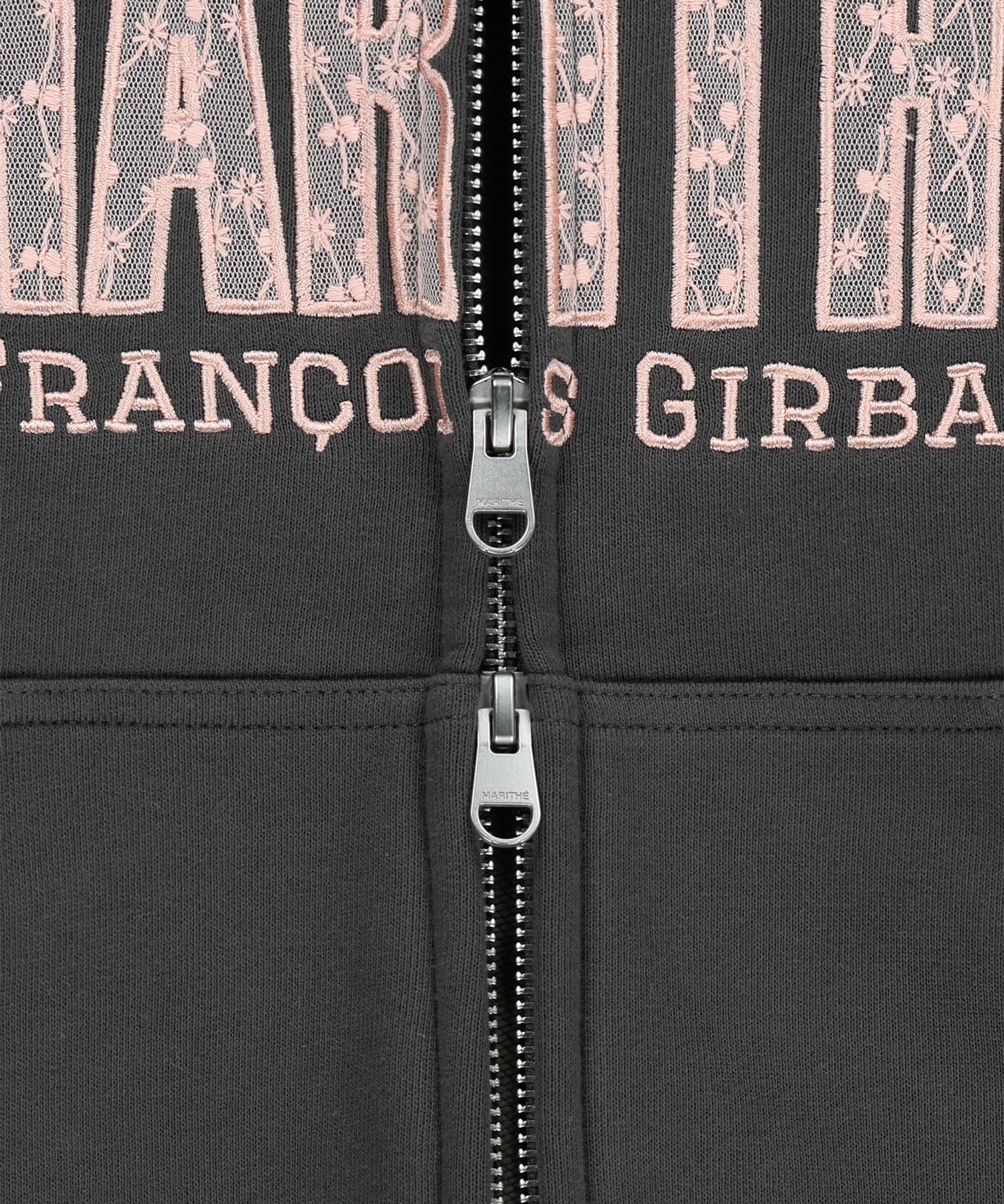 Marithe & Francois Girbaud - Lace Applique Crop Hoodie Zipup (Charcoal) product image 11 | TRAB K-Fashion Australia