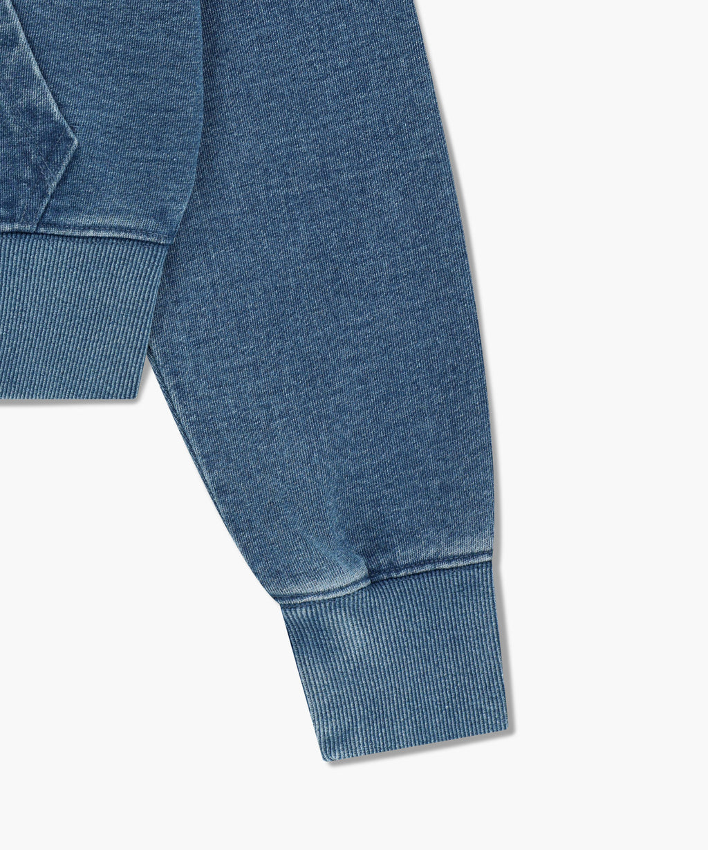 Marithe & Francois Girbaud - Embroidery Classic Logo Crop Hoodie Zipup (Blue) product image 11 | TRAB K-Fashion Australia