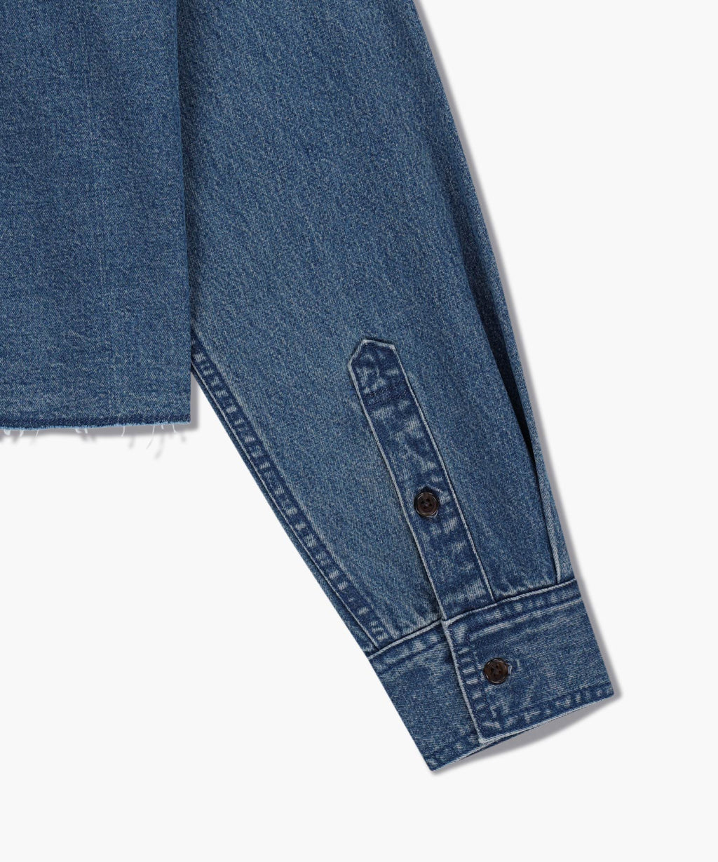 Marithe & Francois Girbaud - Heritage Lettering Logo Denim Crop Shirt (Blue) product image 11 | TRAB K-Fashion Australia