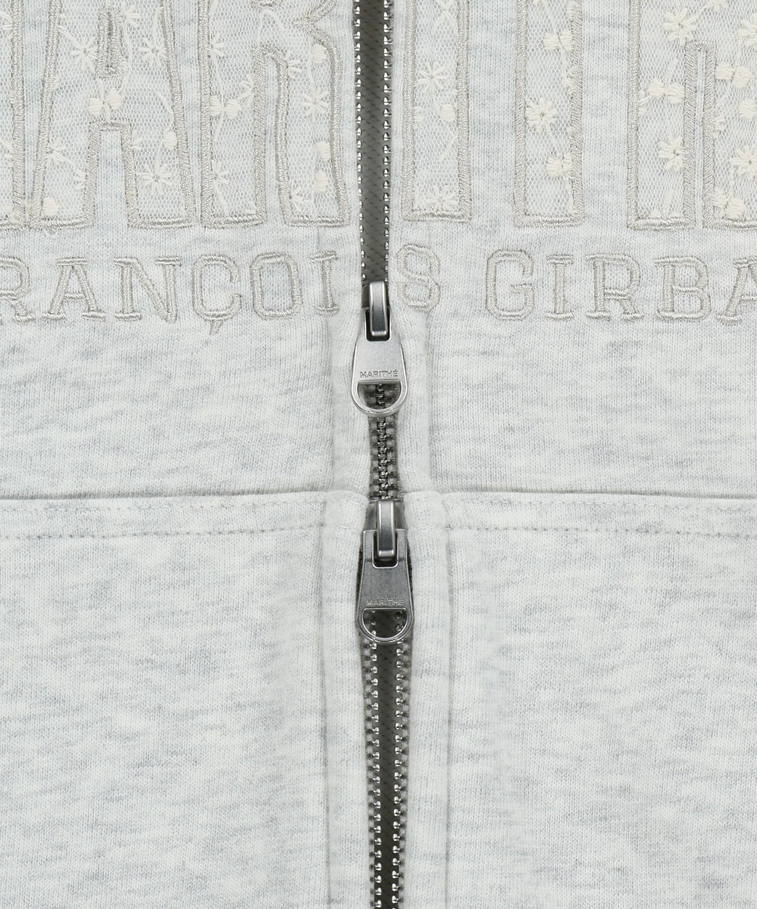 Marithe & Francois Girbaud - Lace Applique Crop Hoodie Zipup (Light Heather Gray) product image 11 | TRAB K-Fashion Australia