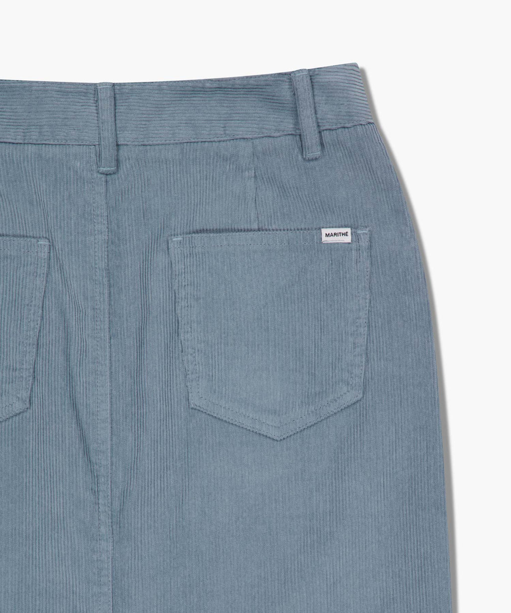 Marithe & Francois Girbaud - Classic Corduroy Midi Skirt (Sky Blue) product image 11 | TRAB K-Fashion Australia
