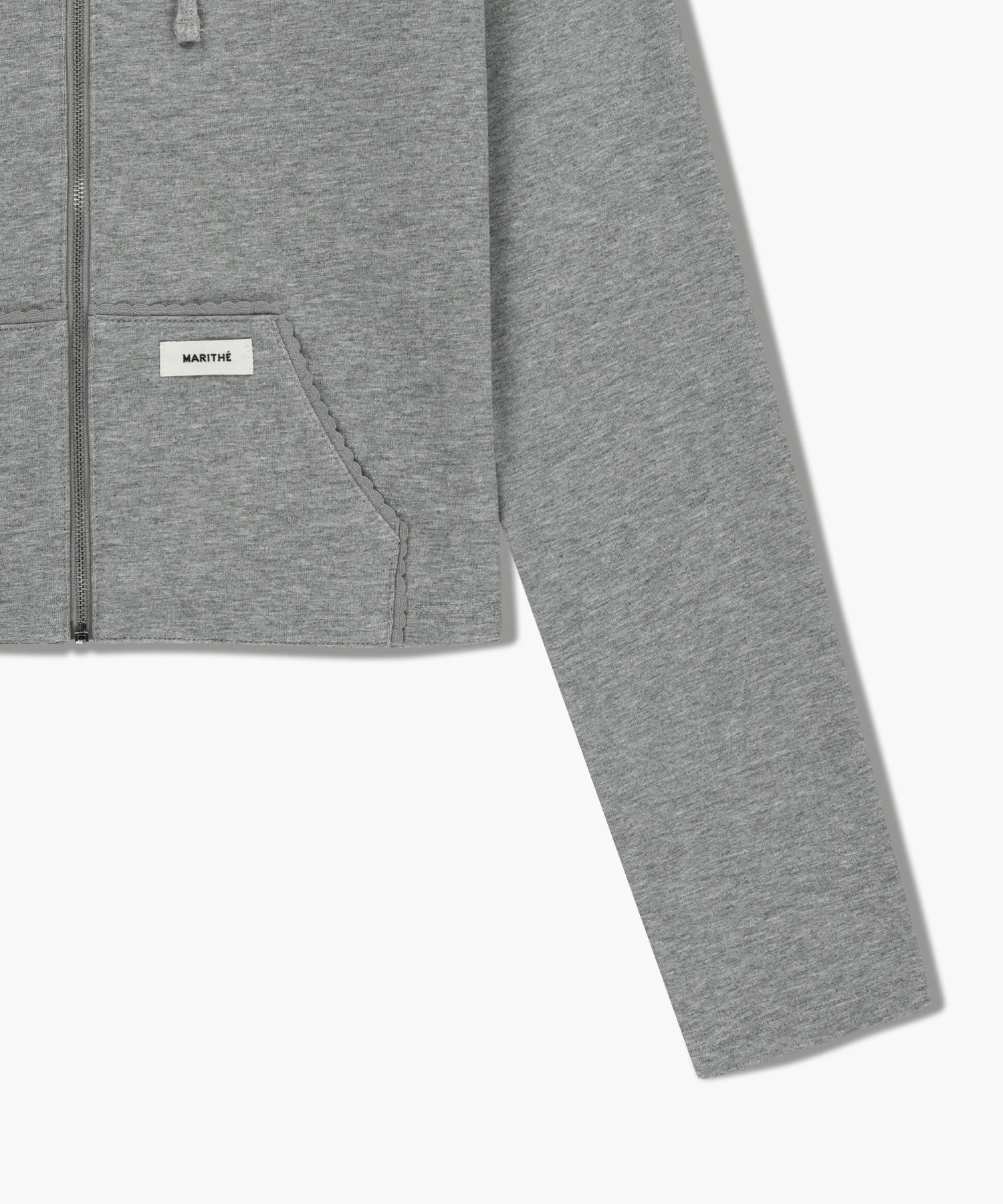 Marithe & Francois Girbaud - Slim Fit Crop Hoodie Zipup (Heather Gray) product image 11 | TRAB K-Fashion Australia