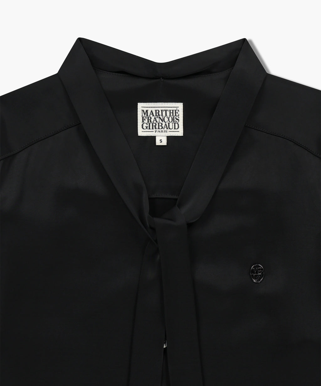 Marithe & Francois Girbaud - V-neck Tie Blouse (Black) product image 11 | TRAB K-Fashion Australia