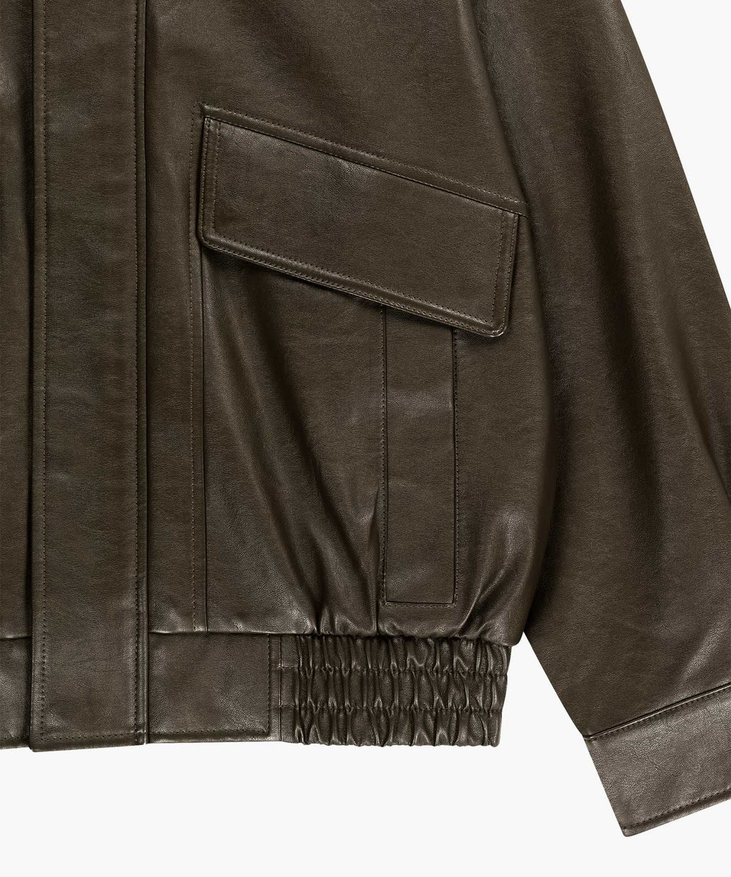 Marithe & Francois Girbaud - Faux Leather High Neck Jacket (Brown) product image 11 | TRAB K-Fashion Australia