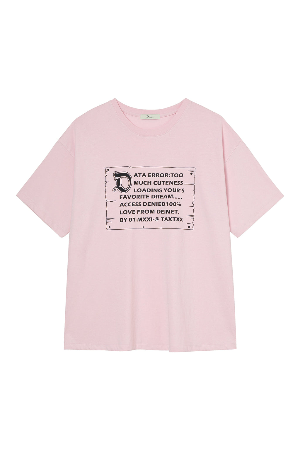 Deinet - D Lettering Graphic Oversized T-Shirt (Light Pink) product image 1 | TRAB K-Fashion Australia
