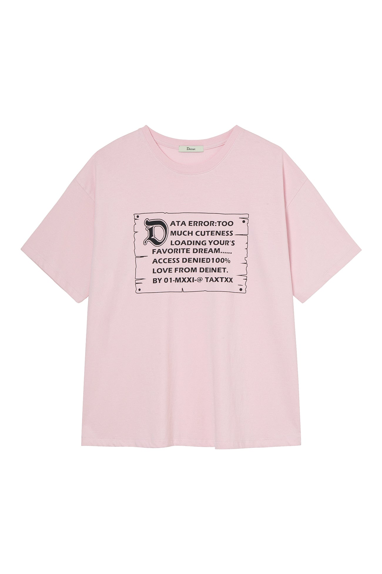 Deinet - D Lettering Graphic Oversized T-Shirt (Light Pink) product image 1 | TRAB K-Fashion Australia