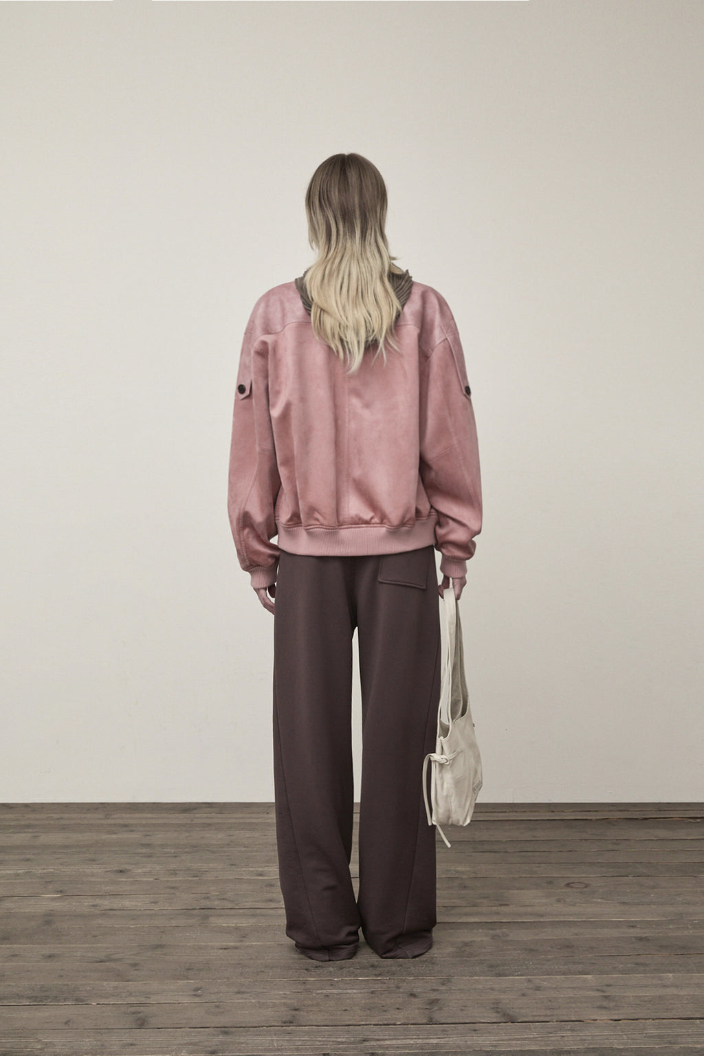 Matin Kim - Suede Mix Leather Zip Up Jumper (Pink) product image 7 | TRAB K-Fashion Australia