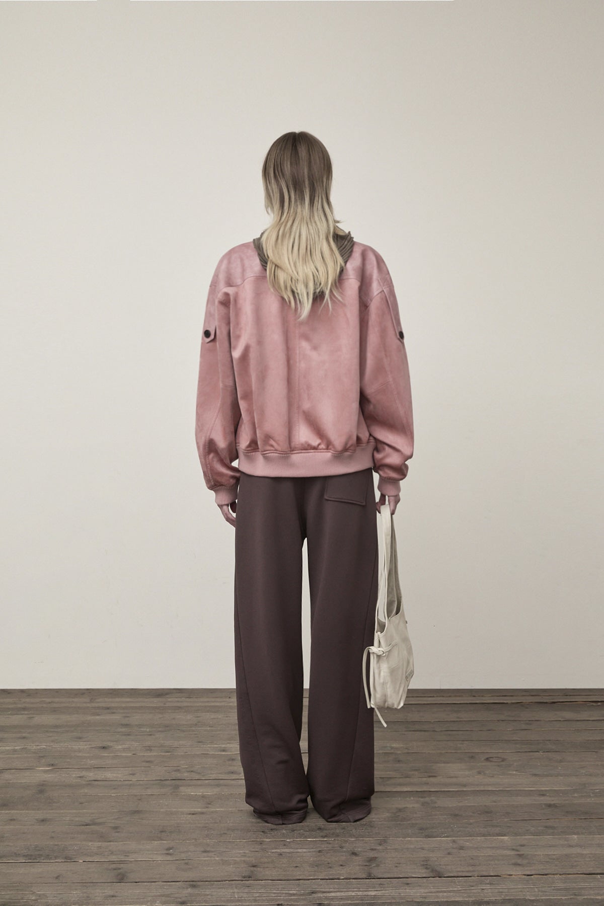 Matin Kim - Suede Mix Leather Zip Up Jumper (Pink) product image 7 | TRAB K-Fashion Australia