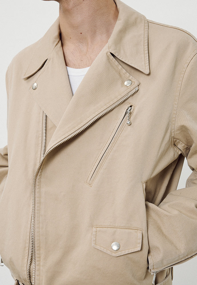 Tonywack - Garment-Washed Cotton Gabardine Biker Jacket (Faded Beige) product image 5 | TRAB K-Fashion Australia