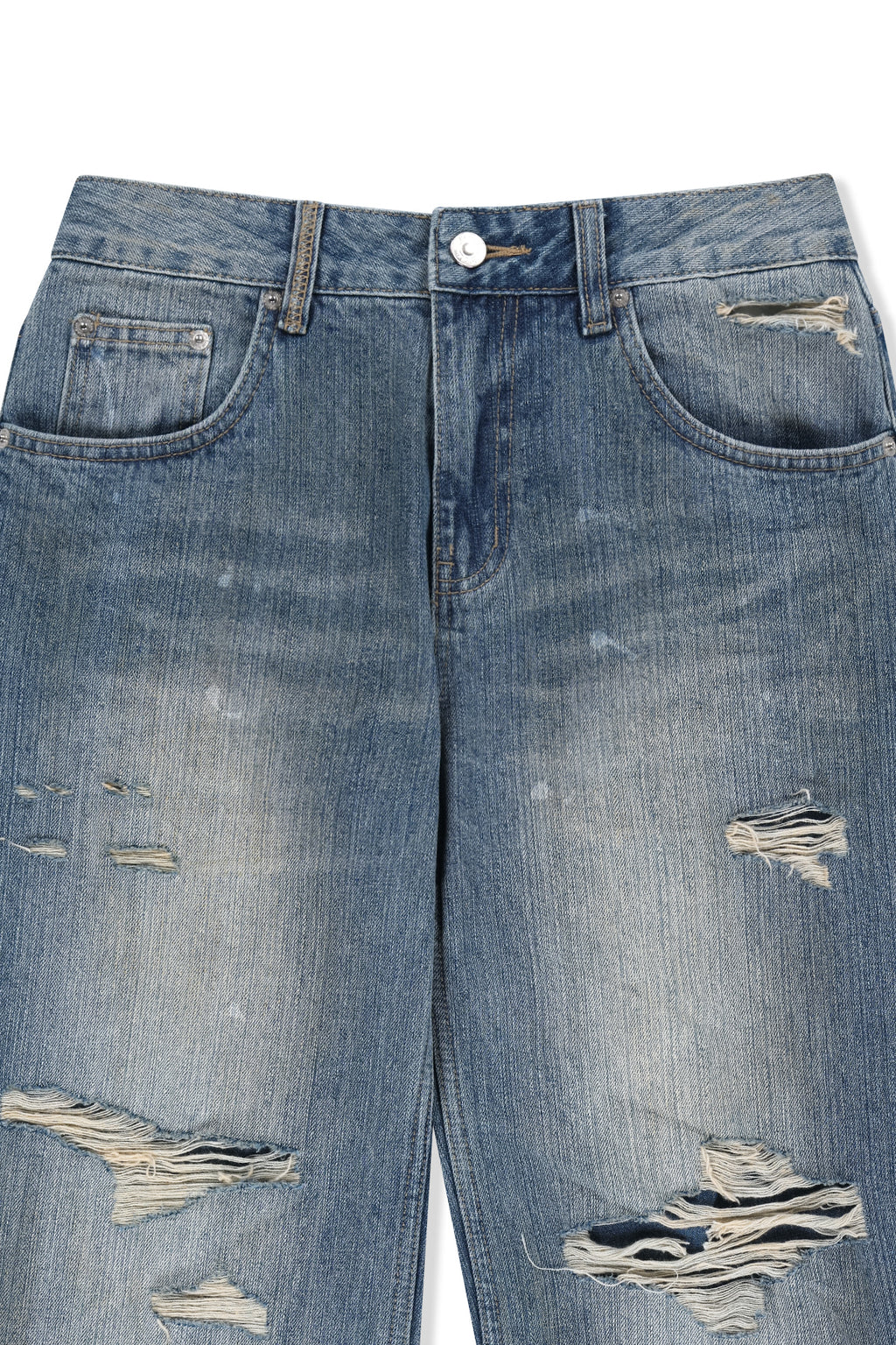 Matin Kim - Slub Damage Bootcut Denim Pants (Blue) product image 4 | TRAB K-Fashion Australia