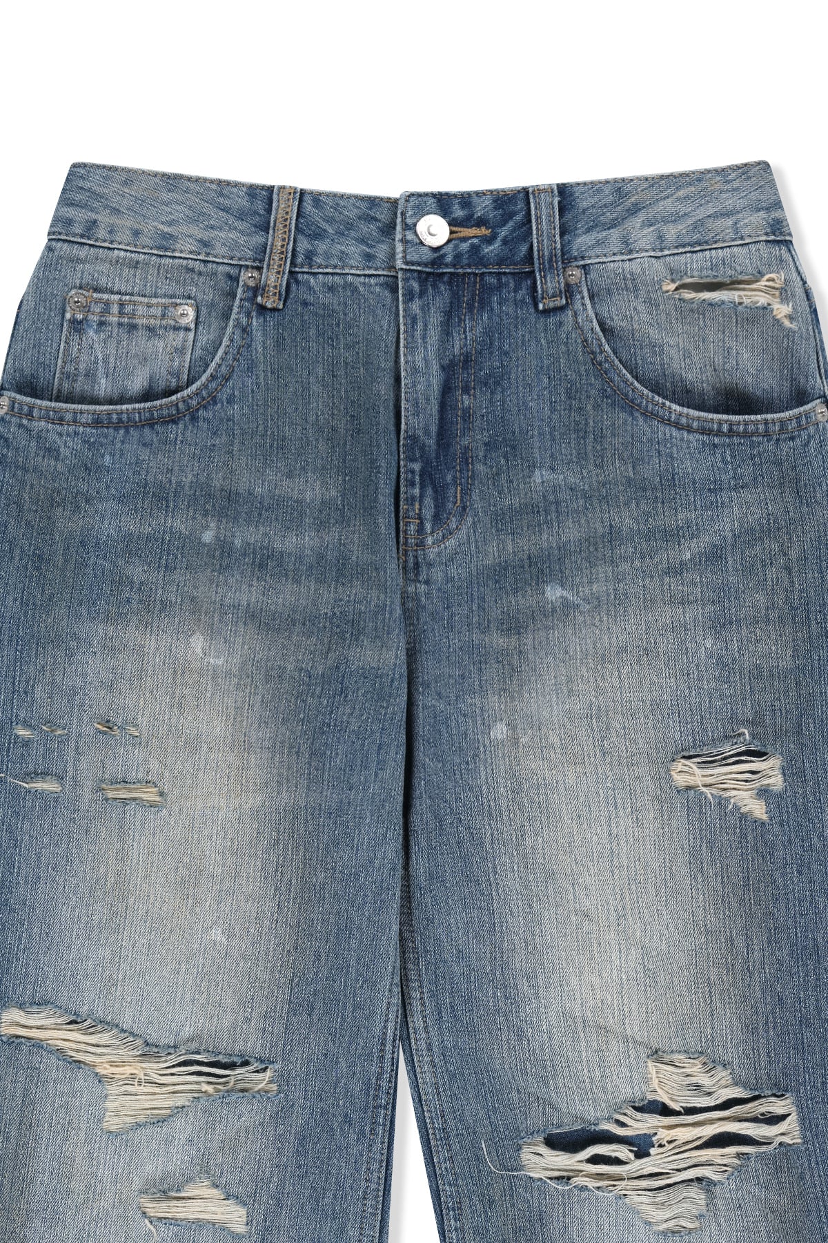 Matin Kim - Slub Damage Bootcut Denim Pants (Blue) product image 4 | TRAB K-Fashion Australia