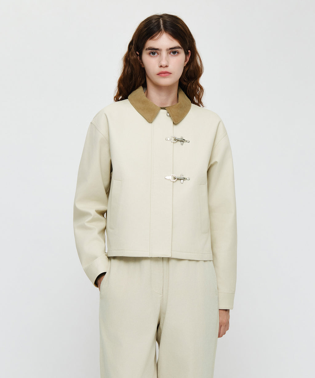 Marithe & Francois Girbaud - Cotton Crop Work Jacket (Cream) product image 1 | TRAB K-Fashion Australia