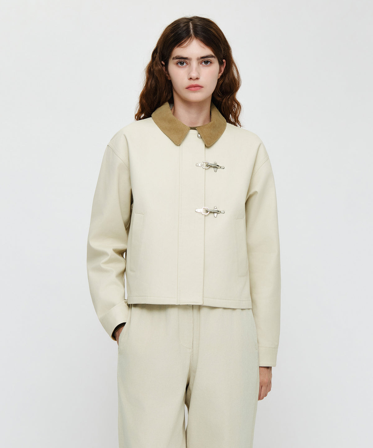 Marithe & Francois Girbaud - Cotton Crop Work Jacket (Cream) product image 1 | TRAB K-Fashion Australia