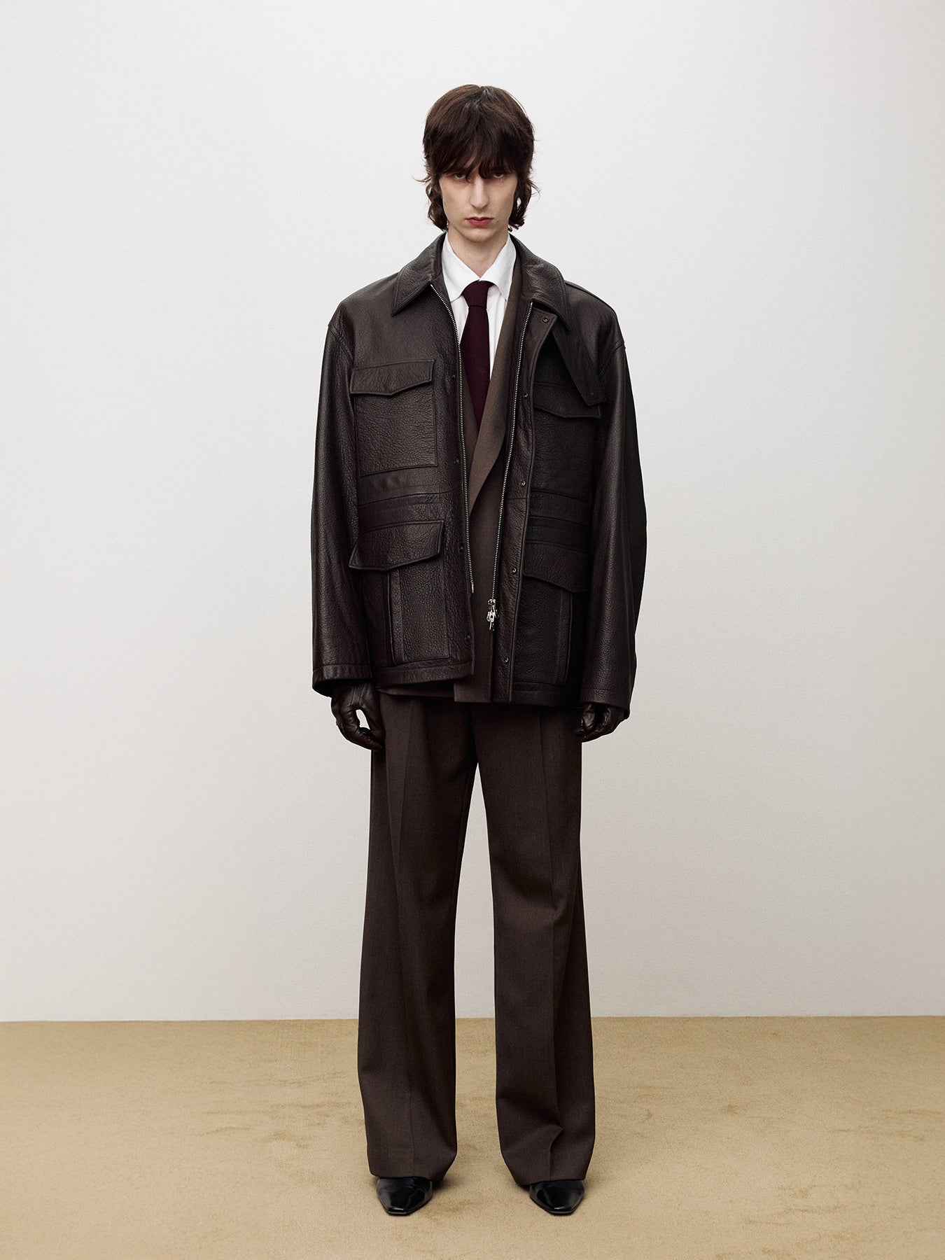 Tonywack - Lamb Leather Cargo Jacket (Dark Brown) product image 3 | TRAB K-Fashion Australia