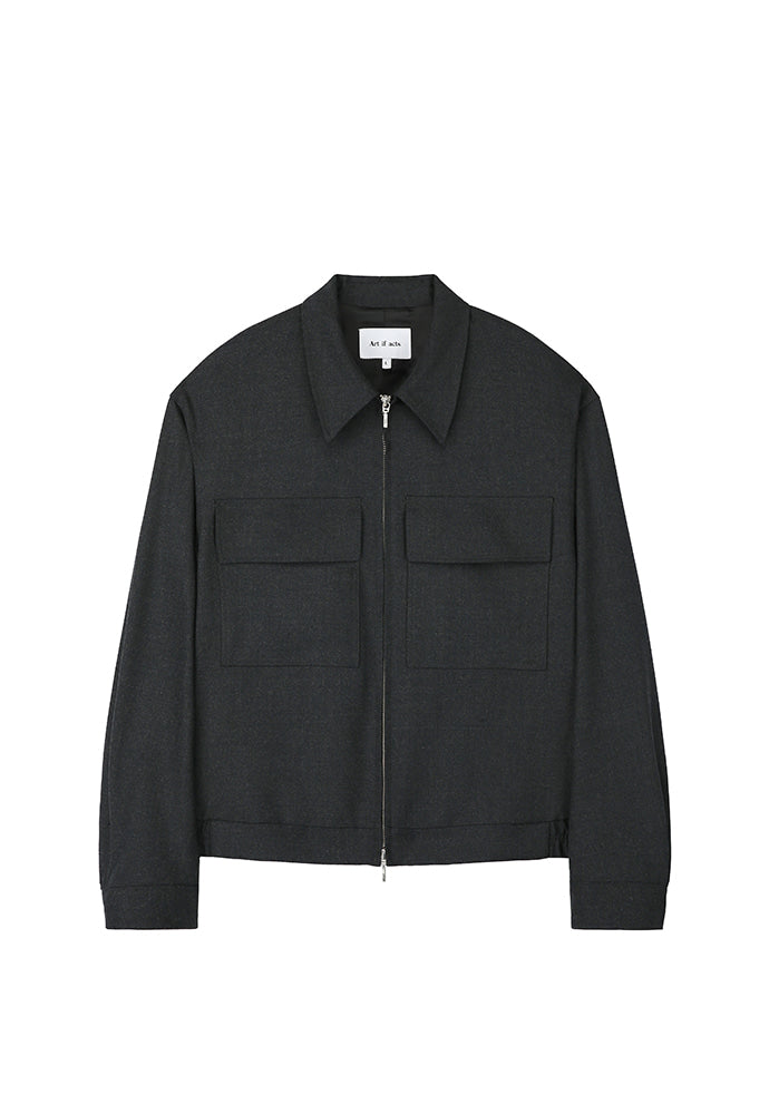 Art if acts - Contrast Wool Blouson (Charcoal) product image 7 | TRAB K-Fashion Australia