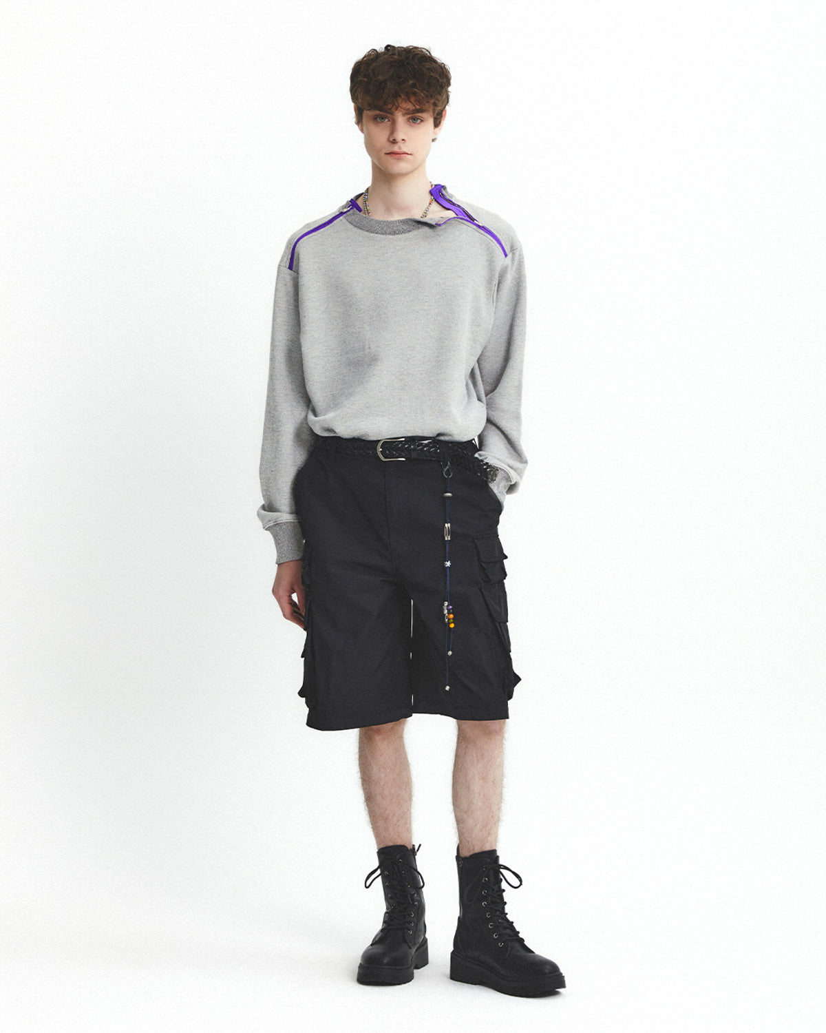 Eastlogue - Army Double Zip Sweatshirt (Melange Grey) product image 4 | TRAB K-Fashion Australia