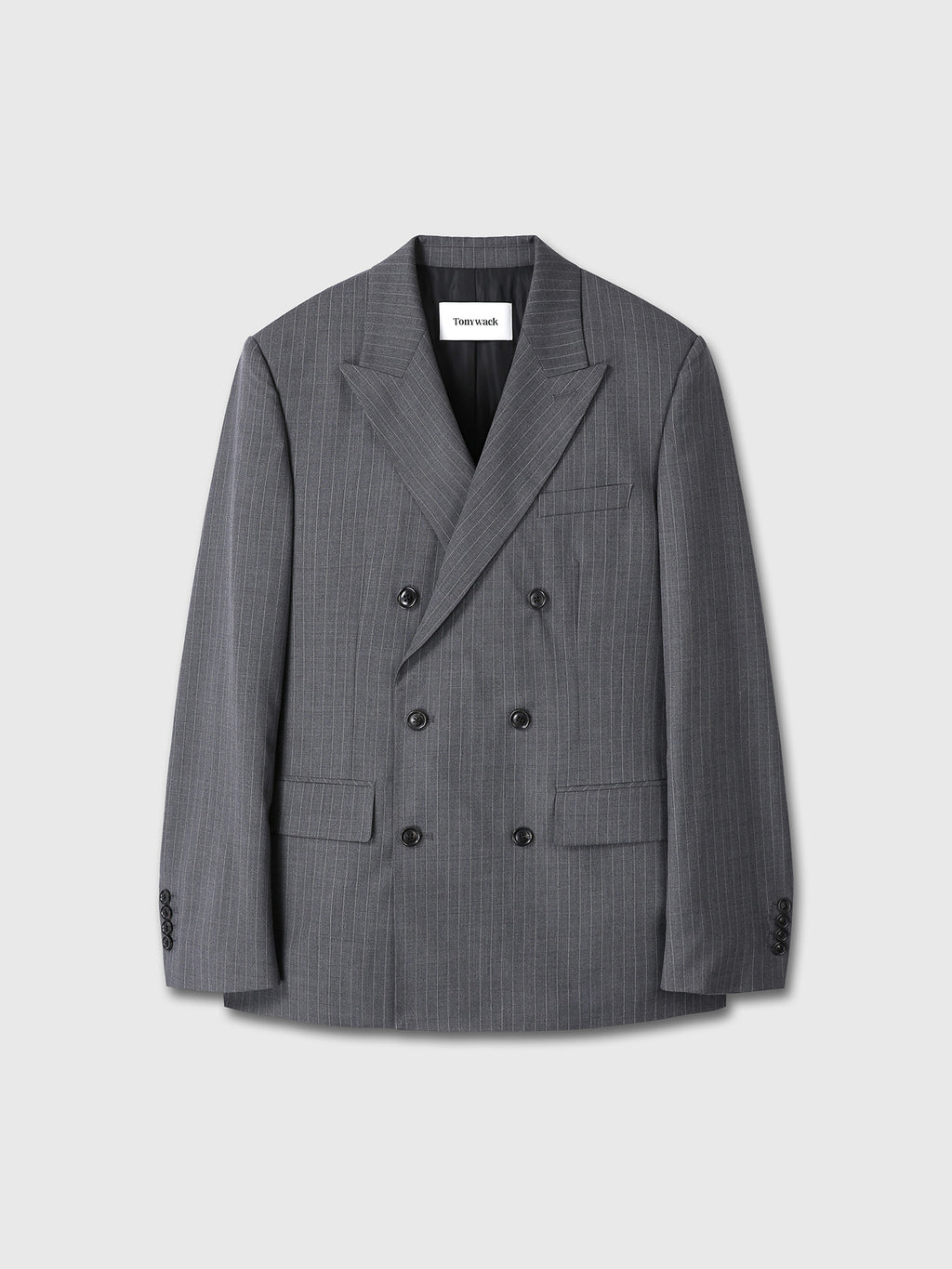 Tonywack - Striped Wool Double-Breasted Tailored Jacket (Grey Stripe) product image 9 | TRAB K-Fashion Australia