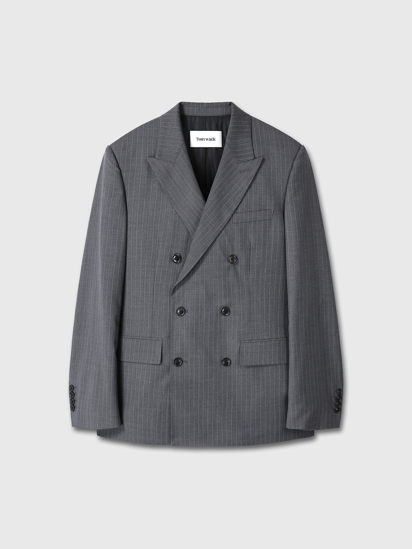 Tonywack - Striped Wool Double-Breasted Tailored Jacket (Grey Stripe) product image 9 | TRAB K-Fashion Australia