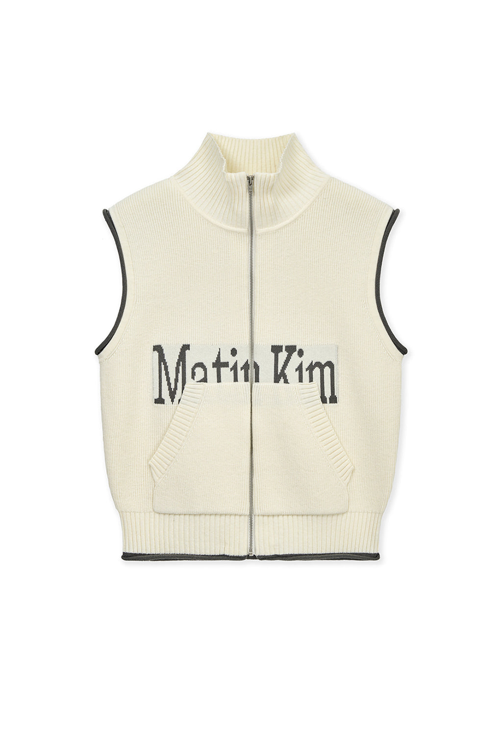 Matin Kim - Matin Spell Point Knit Zip Up Vest (Ivory) product image 1 | TRAB K-Fashion Australia