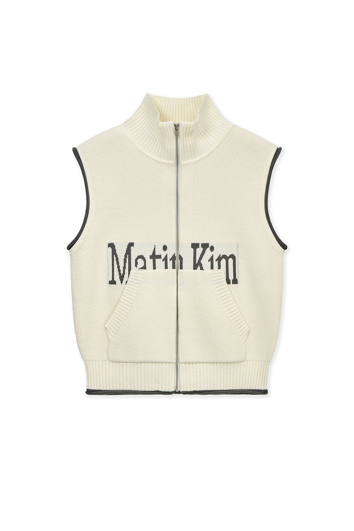 Matin Kim - Matin Spell Point Knit Zip Up Vest (Ivory) product image 1 | TRAB K-Fashion Australia
