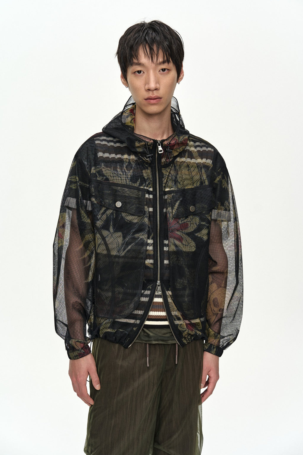 Andersson Bell - Flower Sheer Hoodie Jacket (Black) product image 1 | TRAB K-Fashion Australia
