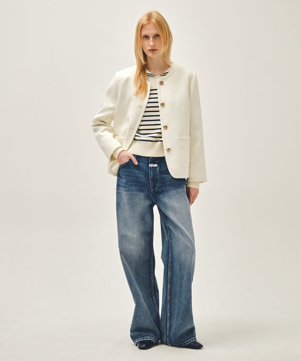 Marithe & Francois Girbaud - Tweed Round Neck Jacket (Ivory) product image 5 | TRAB K-Fashion Australia