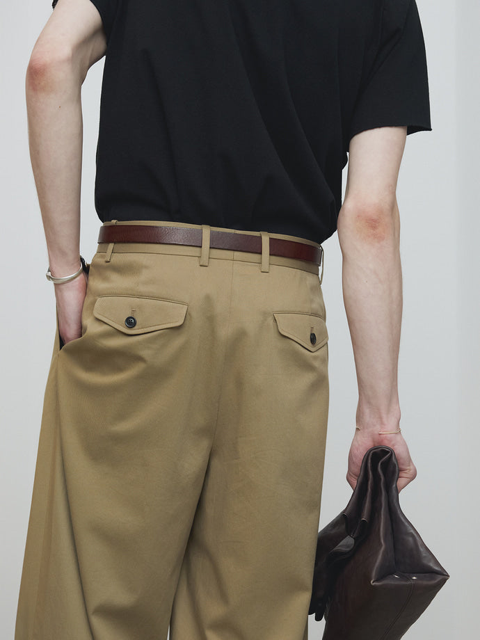 Tonywack - Cotton Tencel Double-Pleats Wide Pants (Khaki Beige) product image 5 | TRAB K-Fashion Australia