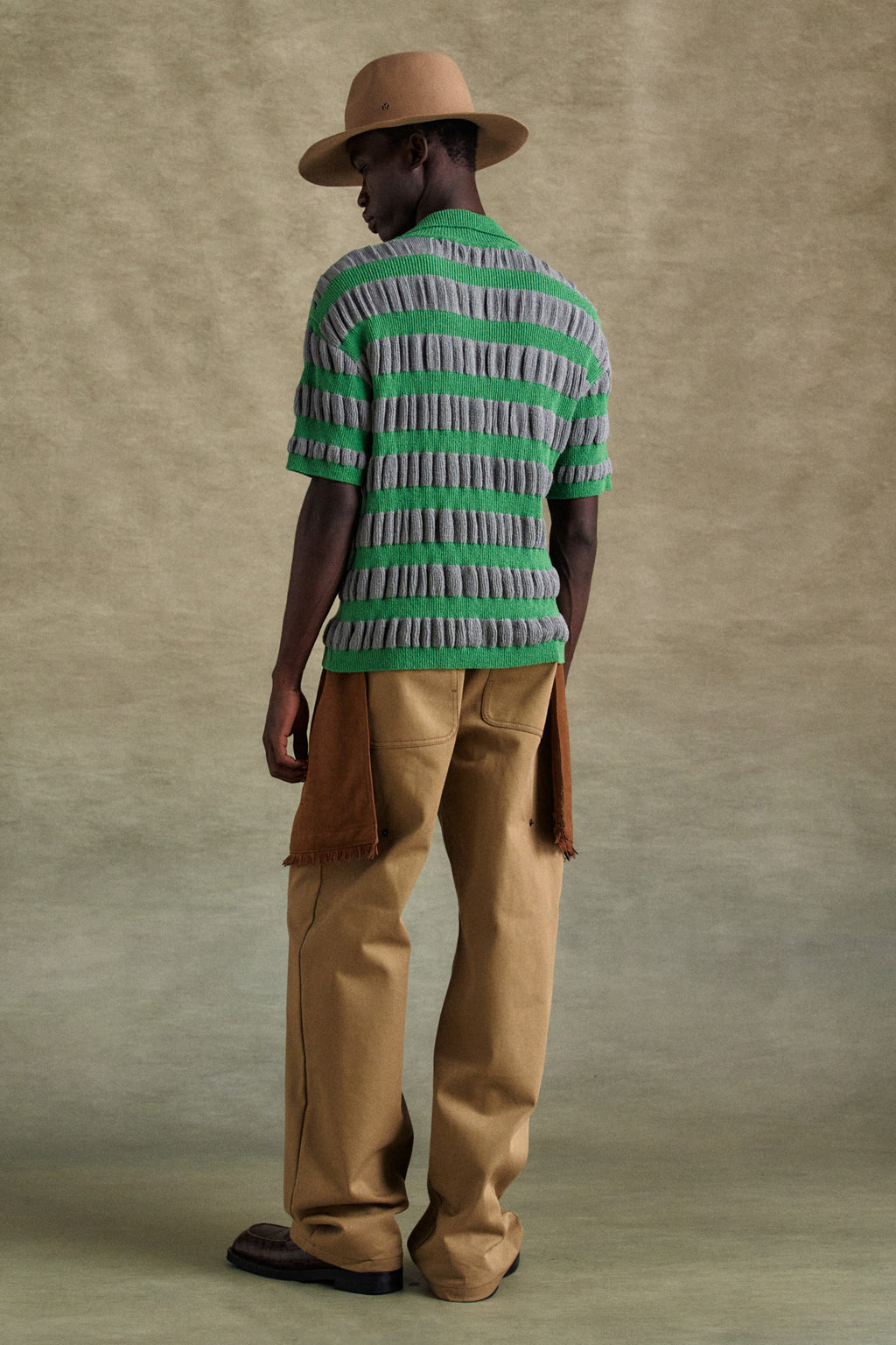 Andersson Bell - Bubble Stripe Polo Sweater (Grey/Green) product image 3 | TRAB K-Fashion Australia