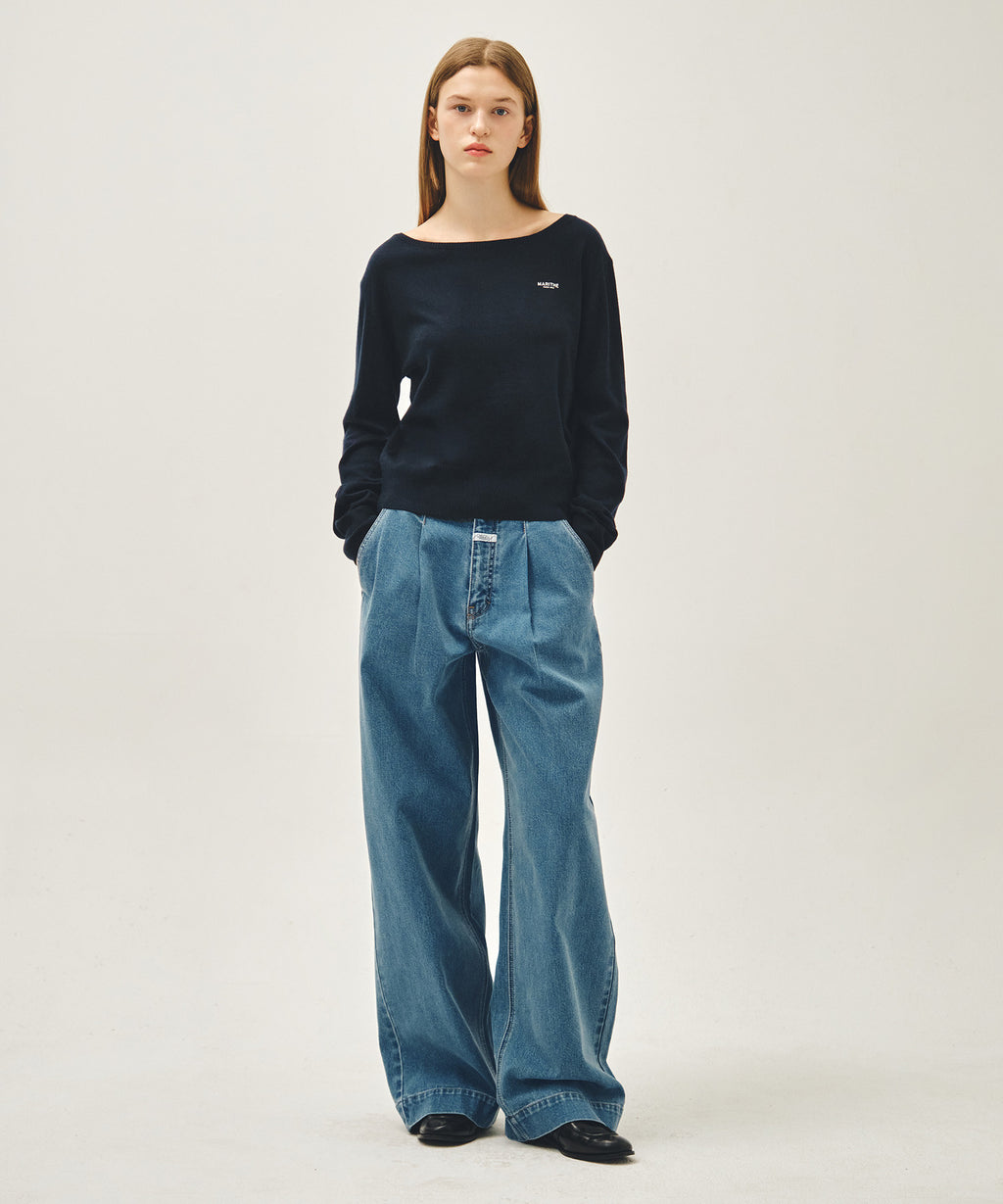 Marithe & Francois Girbaud - Boat Neck Knit Pullover (Navy) product image 5 | TRAB K-Fashion Australia