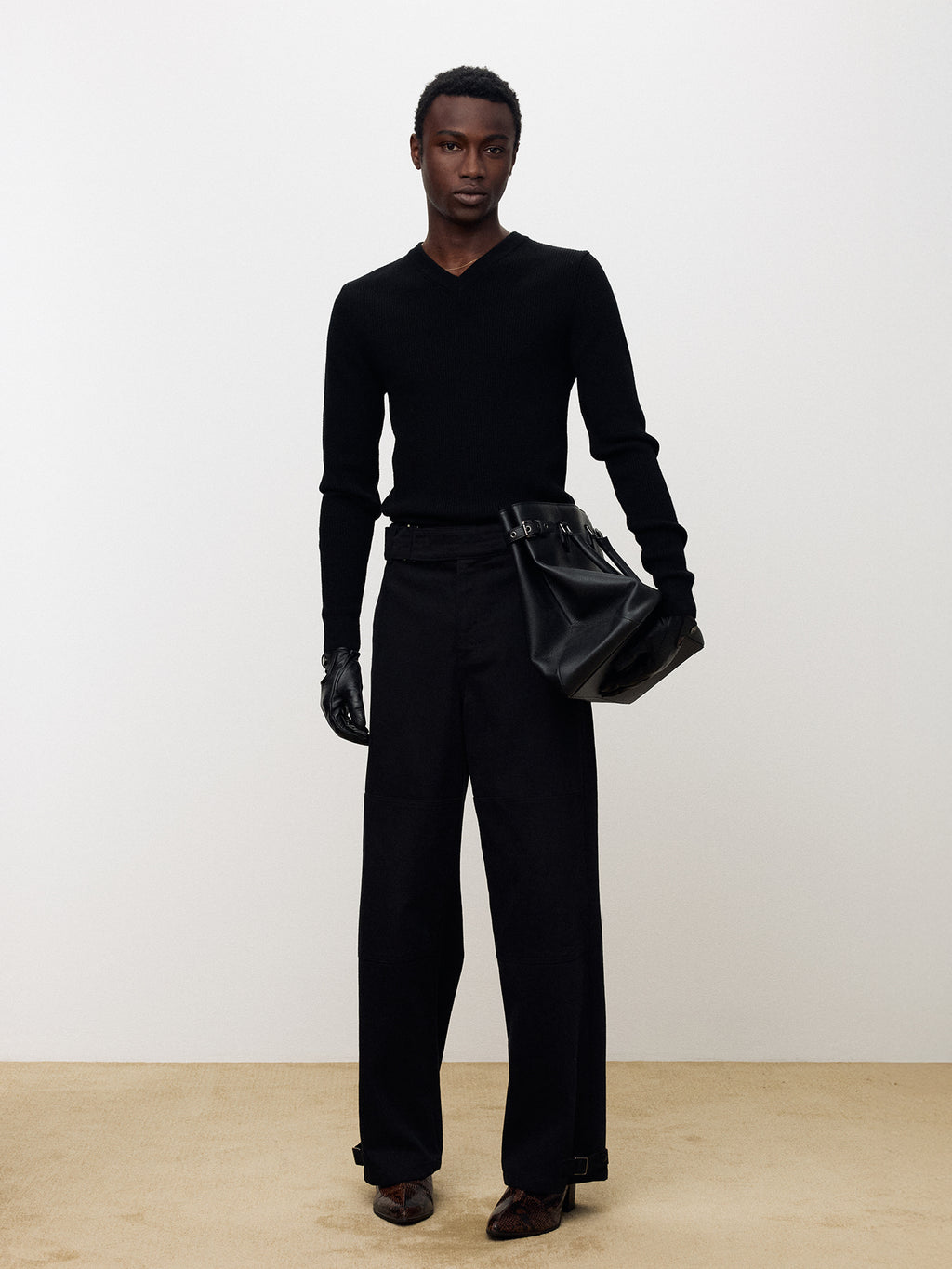 Tonywack - Super Fine Wool Ribbed V-Neck Sweater (Black) product image 1 | TRAB K-Fashion Australia