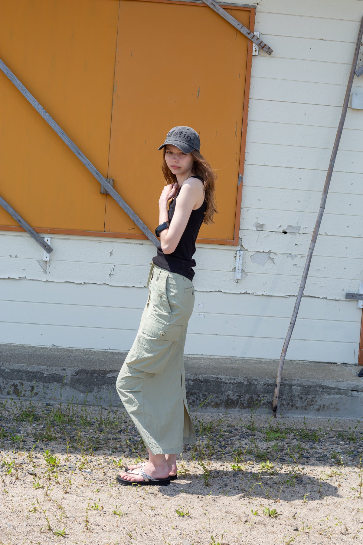 Matin Kim - Logo Applique Slim Tank Top (Black) product image 6 | TRAB K-Fashion Australia