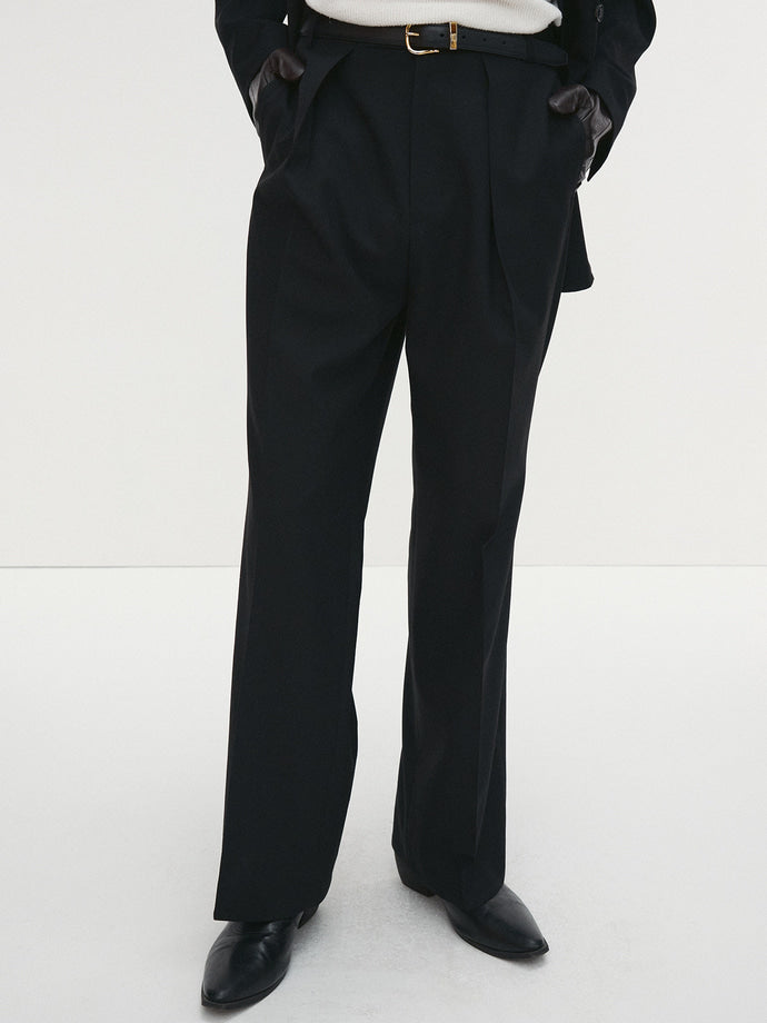 Tonywack - Wool Twill Pleated Tailored Trousers (Black) product image 1 | TRAB K-Fashion Australia