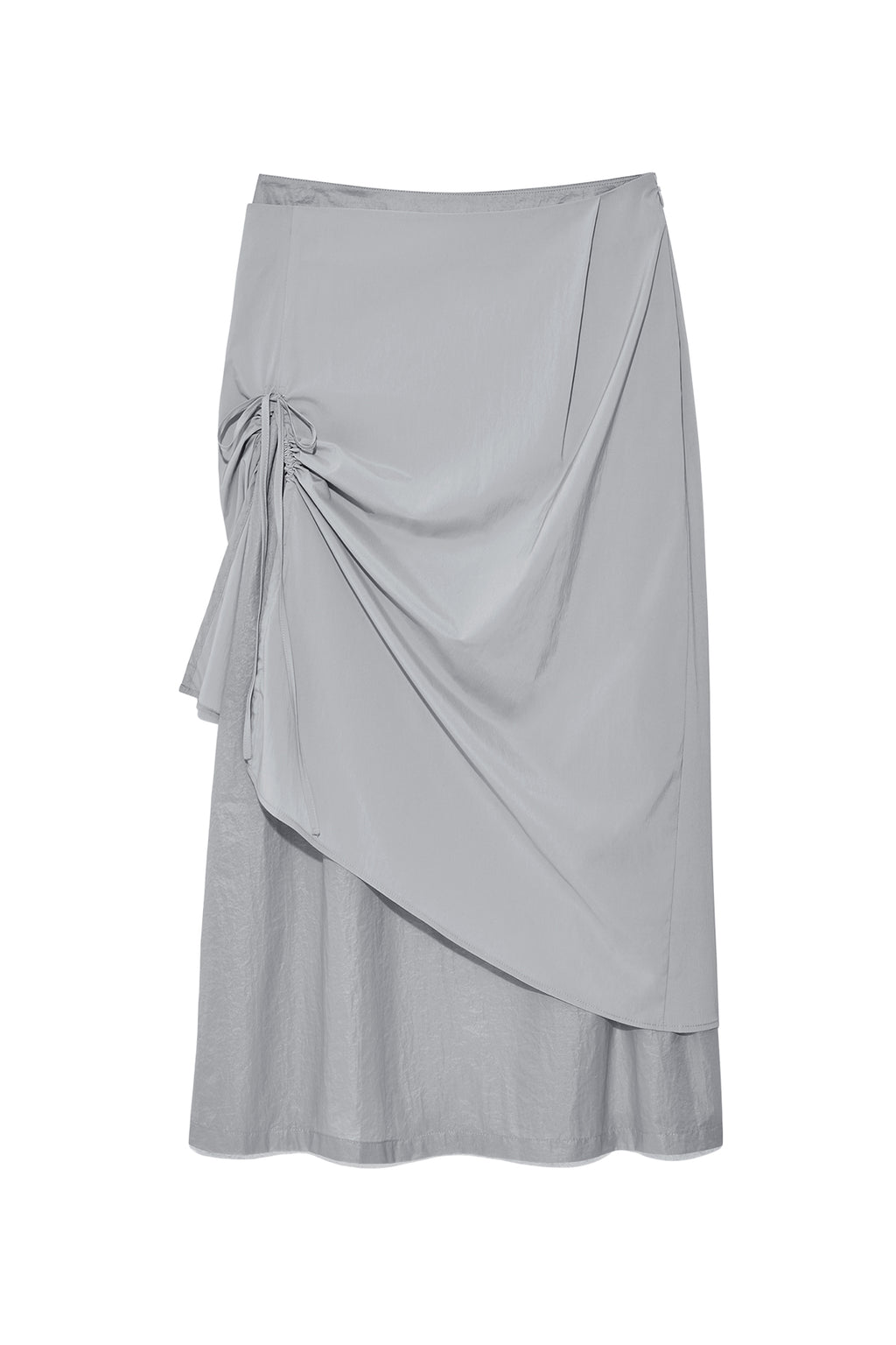 Matin Kim - Shirring Layered Maxi Skirt (Light Grey) product image 1 | TRAB K-Fashion Australia
