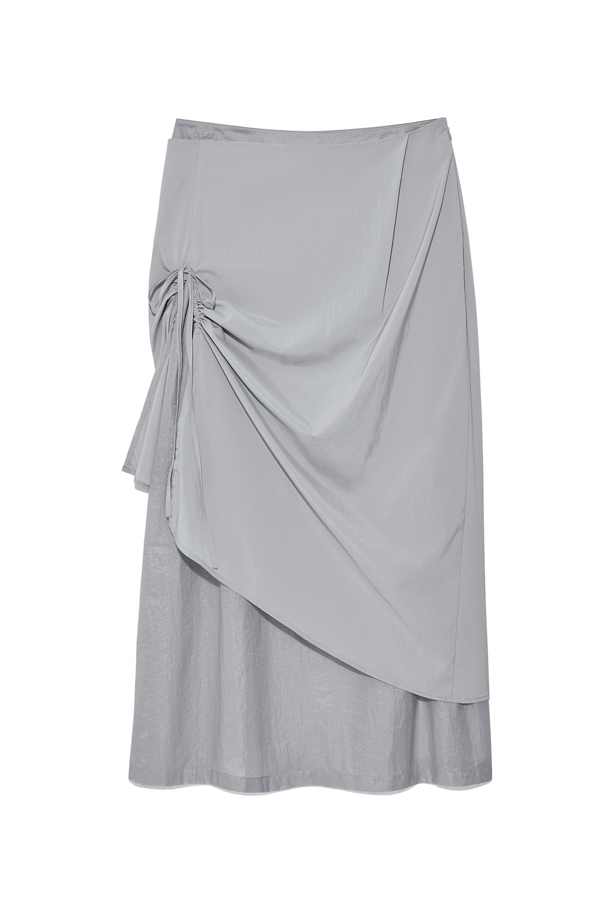 Matin Kim - Shirring Layered Maxi Skirt (Light Grey) product image 1 | TRAB K-Fashion Australia