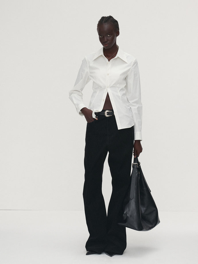 Tonywack - Velvet Denim Loose Flared Jeans (Black) product image 4 | TRAB K-Fashion Australia